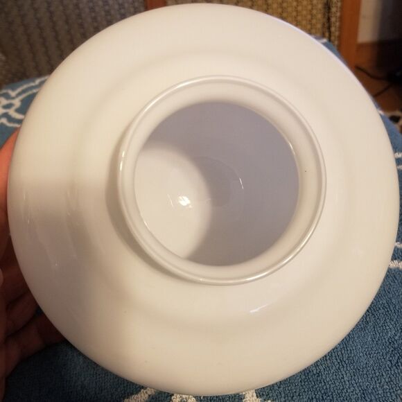 Vintage white mushroom shaped blown glass shade approximately 3" opening - Picture 2 of 7